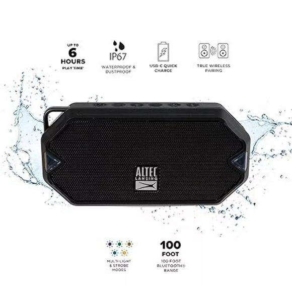 Altec Lansing HydraMini Wireless Bluetooth Speaker, IP67 Waterproof USB C Rec... - Picture 3 of 10